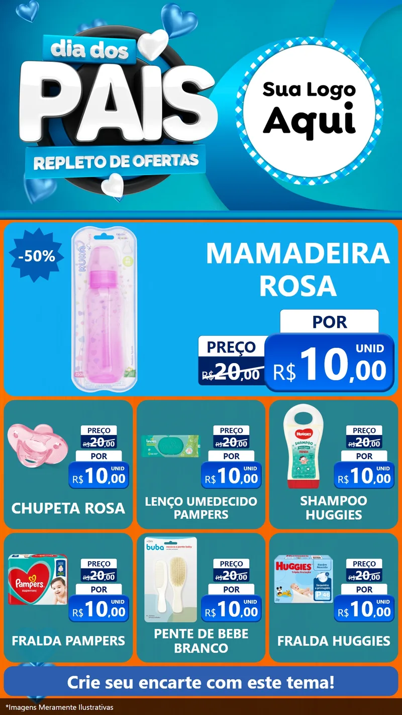 Modelo de Rede Social para Stories com o tema Dia Dos Pais Repleto de Ofertas para Bebês