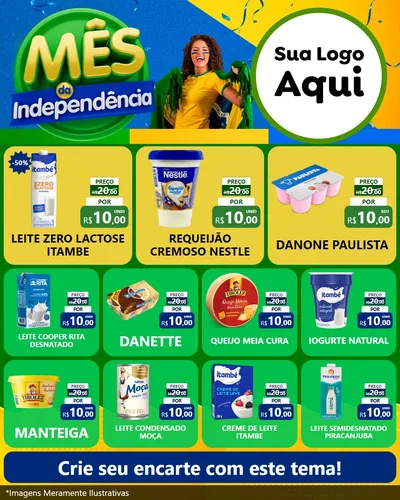 Modelo de Rede Social para Feed Instagram com o tema Mês da Independência para Frios e Laticínios