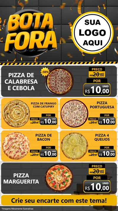 Modelo de TV para TV Vertical com o tema Bota Fora para Pizzaria