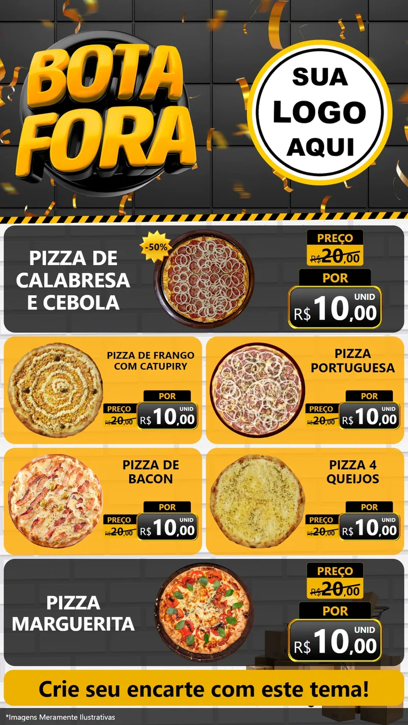 Modelo de TV para TV Vertical com o tema Bota Fora para Pizzaria