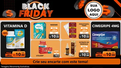 Modelo de TV para TV Horizontal com o tema Black Friday para Farmácia