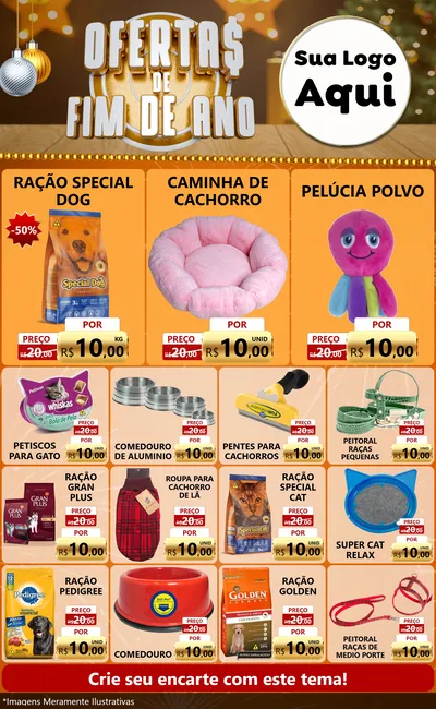 Modelo de Encarte para Encarte Grande com o tema Ofertas de Fim de Ano para Pet Shop