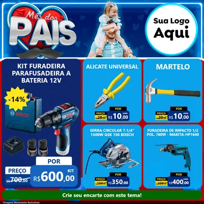 Modelo de Rede Social para Feed Facebook com o tema Mês Dos Pais para Maquinas e Ferramentas