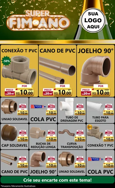 Modelo de Encarte para Encarte Grande com o tema Super Fim de Ano para Tubos e conexões