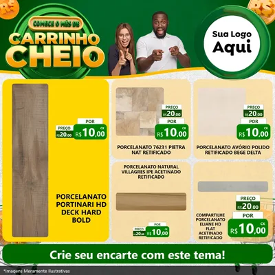 Modelo de Rede Social para Feed Facebook com o tema Carrinho Cheio para Pisos e revestimentos
