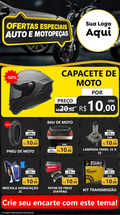 Modelo de Rede Social para Stories com o tema Ofertas Especiais Auto e Motopeças para Moto peças
