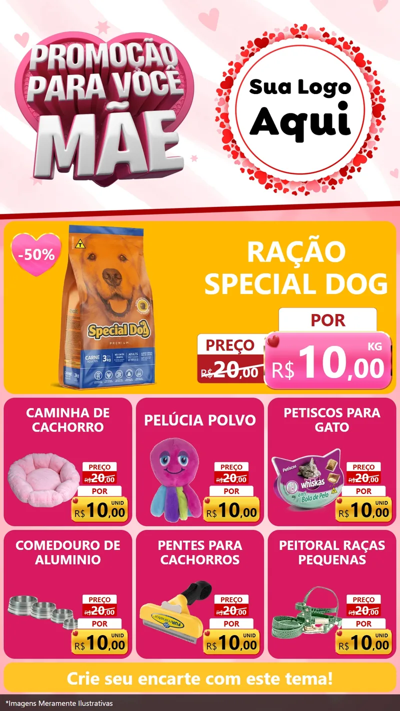 Modelo de Rede Social para Stories com o tema Promoção Para Você Mãe para Pet Shop