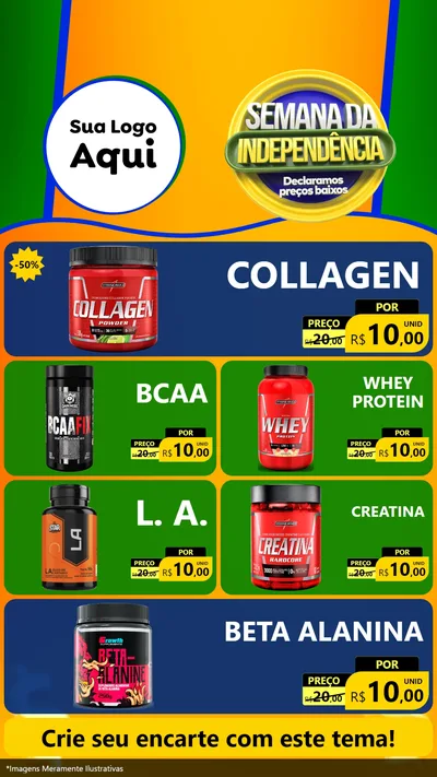 Modelo de TV para TV Vertical com o tema Semana da Independência Declaramos Preços Baixos para Suplementos alimentares
