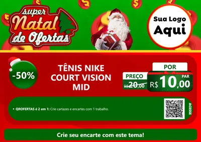 Modelo de Cartaz para Cartaz A4 Horizontal com o tema Super Natal de Ofertas para Calçados