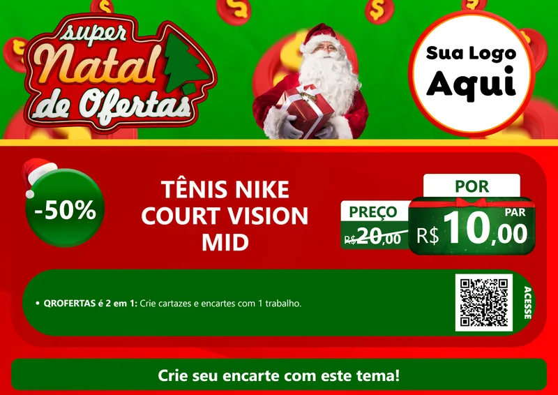 Modelo de Cartaz para Cartaz A4 Horizontal com o tema Super Natal de Ofertas para Calçados