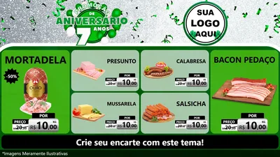 Modelo de TV para TV Horizontal com o tema Promoção de Aniversário - 7 Anos para Frios e Laticínios