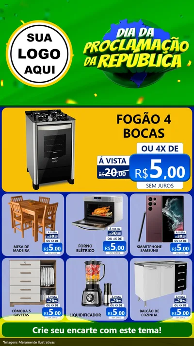 Modelo de Rede Social para Stories com o tema Dia Da Proclamação Da República para Móveis e Eletro