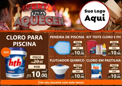 Modelo de Encarte para Encarte A4 Horizontal com o tema Ofertas Para Aquecer para Produtos para Piscina