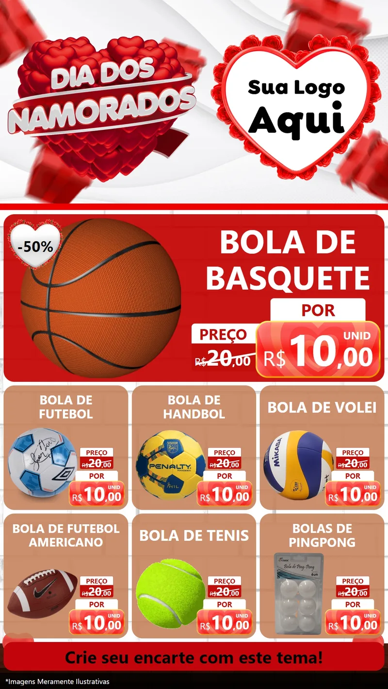 Modelo de Rede Social para Stories com o tema Dia dos Namorados para Artigos Esportivos