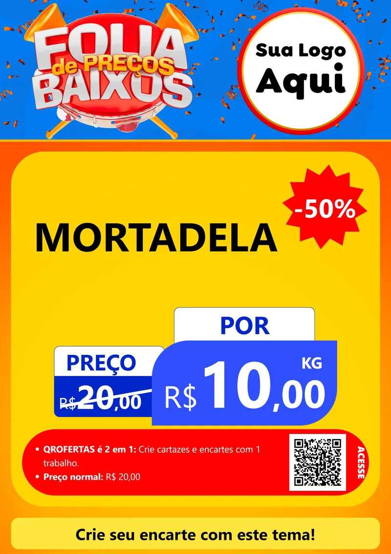 Modelo de Cartaz para Cartaz A4 Vertical com o tema Folia de Preços Baixos para Frios e Laticínios