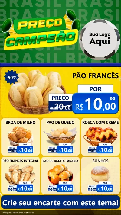 Modelo de Rede Social para Stories com o tema Preço Campeão - Copa para Padaria