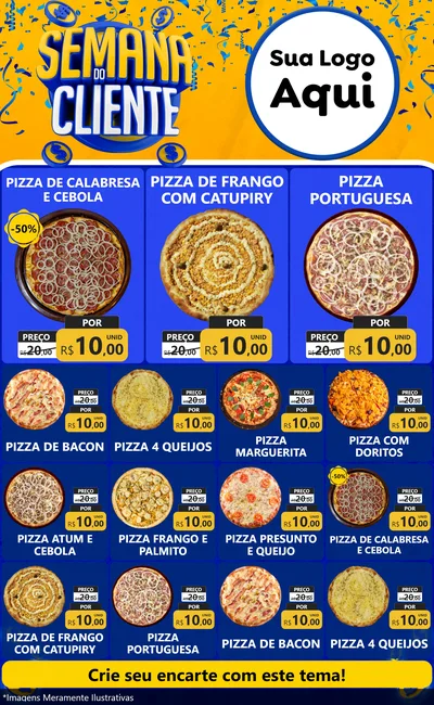 Modelo de Encarte para Encarte Grande com o tema Semana do Cliente para Pizzaria
