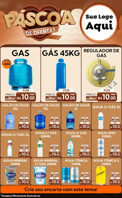 Modelo de Encarte para Encarte Grande com o tema Páscoa de Ofertas para Água e gás