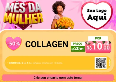 Modelo de Cartaz para Cartaz A4 Horizontal com o tema Mês da Mulher para Suplementos alimentares
