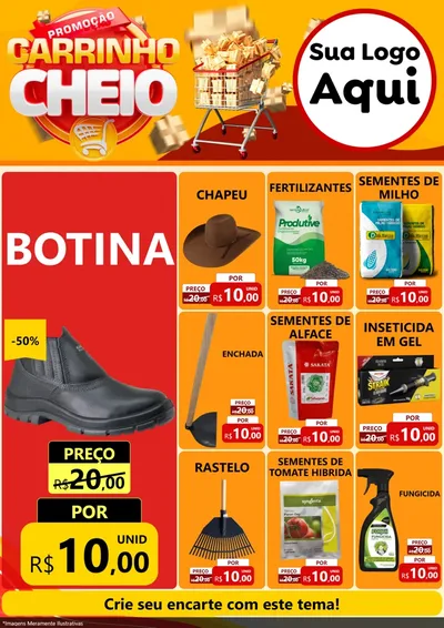 Modelo de Encarte para Encarte A4 Vertical com o tema Promoção carrinho cheio para Agropecuária
