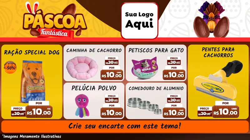 Modelo de TV para TV Horizontal com o tema Páscoa Fantástica para Pet Shop