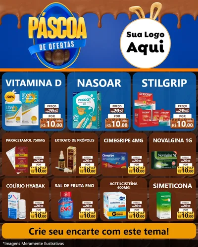 Modelo de Rede Social para Feed Instagram com o tema Páscoa de Ofertas para Farmácia
