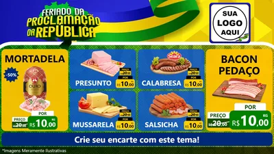 Modelo de TV para TV Horizontal com o tema Feriado da Proclamação da República para Frios e Laticínios