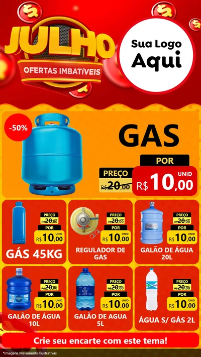 Modelo de Rede Social para Stories com o tema Julho Ofertas Imbatíveis para Água e gás