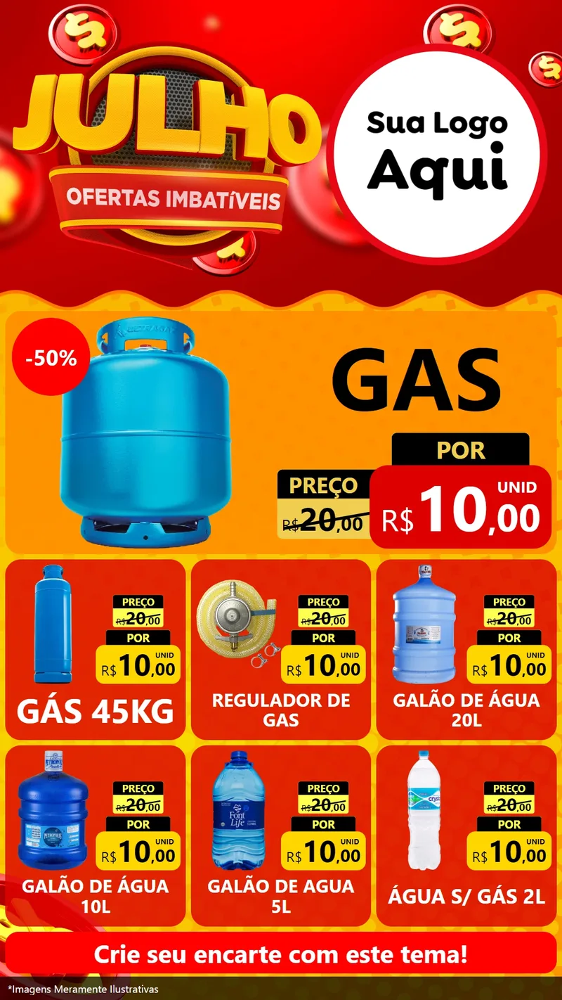Modelo de Rede Social para Stories com o tema Julho Ofertas Imbatíveis para Água e gás