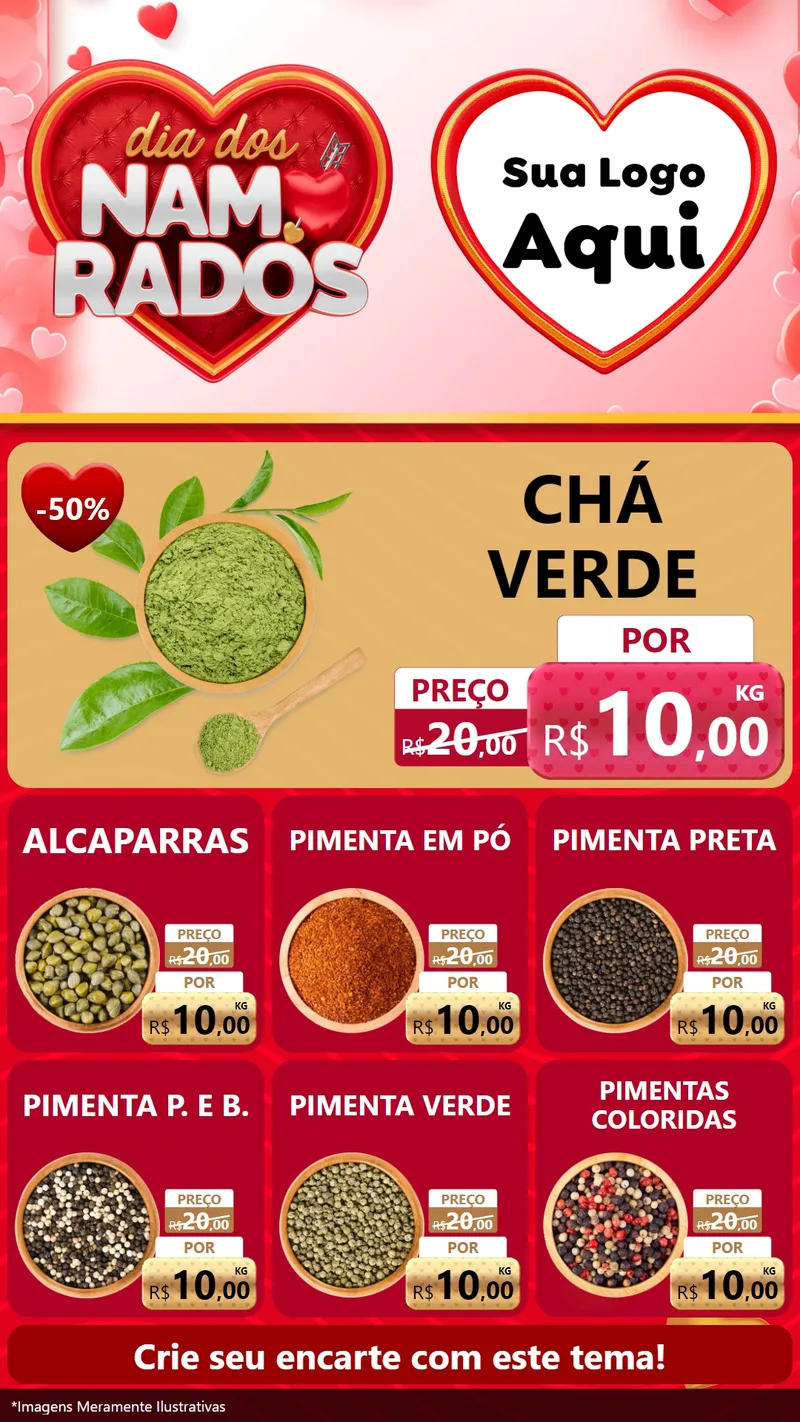 Modelo de Rede Social para Stories com o tema Dia dos Namorados para Produtos Naturais