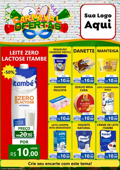 Modelo de Encarte para Encarte A4 Vertical com o tema Carnaval de Ofertas para Frios e Laticínios