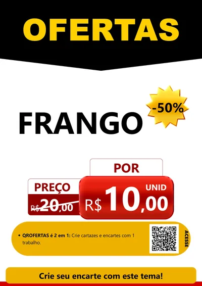 Modelo de Cartaz para Cartaz A4 Vertical com o tema Ofertas Preto e Vermelho Cartaz para Assados