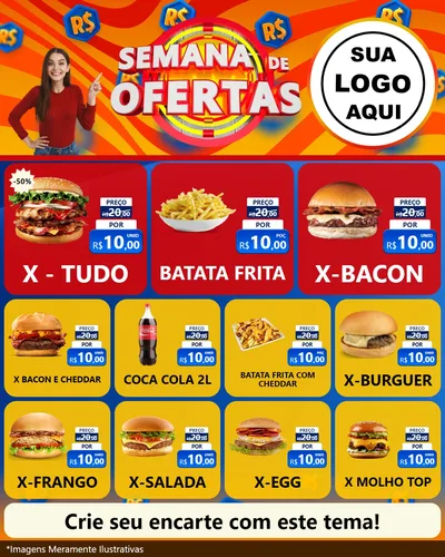 Modelo de Rede Social para Feed Instagram com o tema Semana de Ofertas para Hamburgueria