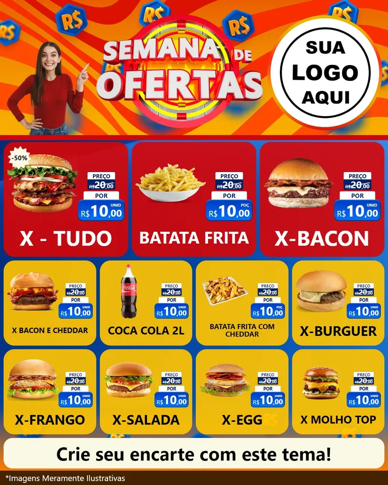 Modelo de Rede Social para Feed Instagram com o tema Semana de Ofertas para Hamburgueria
