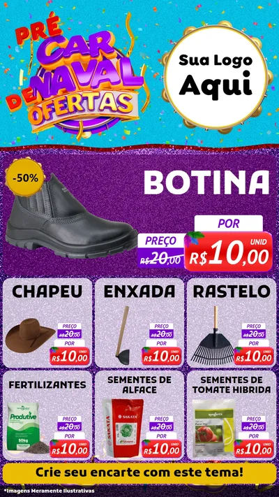 Modelo de Rede Social para Stories com o tema Pré Carnaval de Ofertas para Agropecuária