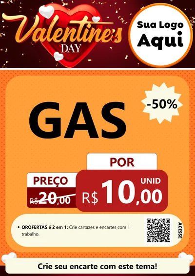 Modelo de Cartaz para Cartaz A4 Vertical com o tema Valentine's Day para Água e gás