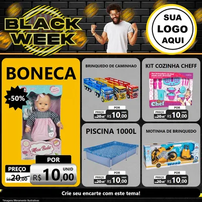 Modelo de Rede Social para Feed Facebook com o tema Black Week para Brinquedos