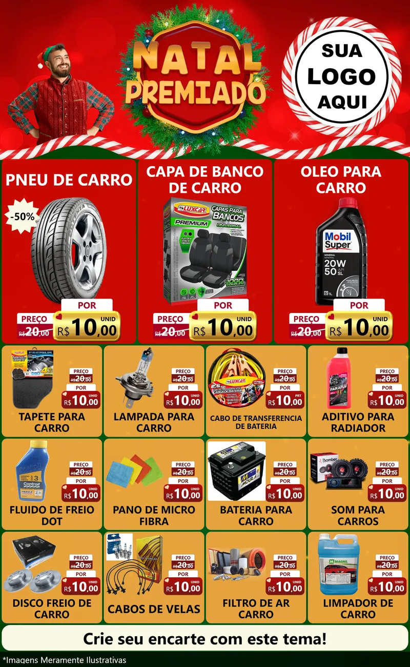 Modelo de Encarte para Encarte Grande com o tema Natal Premiado para Auto peças