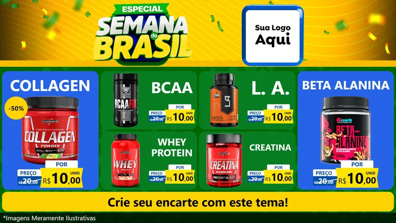 Modelo de TV para TV Horizontal com o tema Especial Semana do Brasil para Suplementos alimentares