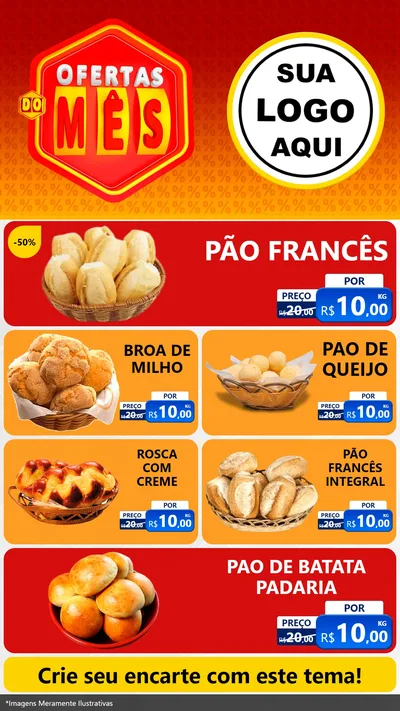 Modelo de TV para TV Vertical com o tema Ofertas do Mês para Padaria