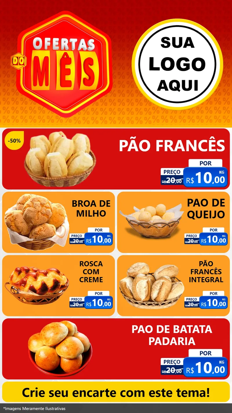 Modelo de TV para TV Vertical com o tema Ofertas do Mês para Padaria