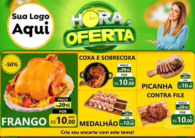 Modelo de Encarte para Encarte A4 Horizontal com o tema Hora da Oferta para Assados
