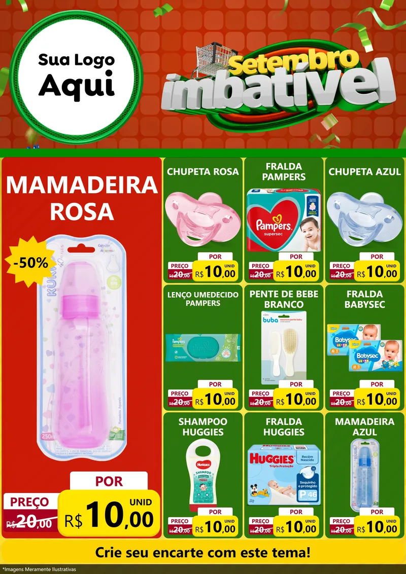 Modelo de Encarte para Encarte A4 Vertical com o tema Setembro Imbatível para Bebês