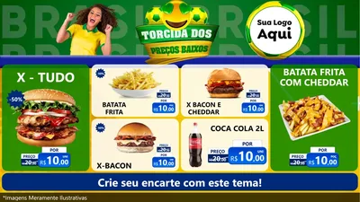 Modelo de TV para TV Horizontal com o tema Torcida dos Preços Baixos - Copa para Hamburgueria