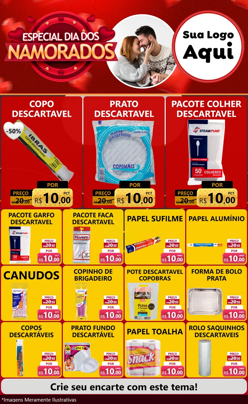 Modelo de Encarte para Encarte Grande com o tema Especial Dia Dos Namorados para Embalagens