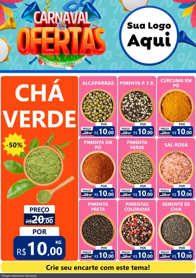 Modelo de Encarte para Encarte A4 Vertical com o tema Carnaval de Ofertas para Produtos Naturais