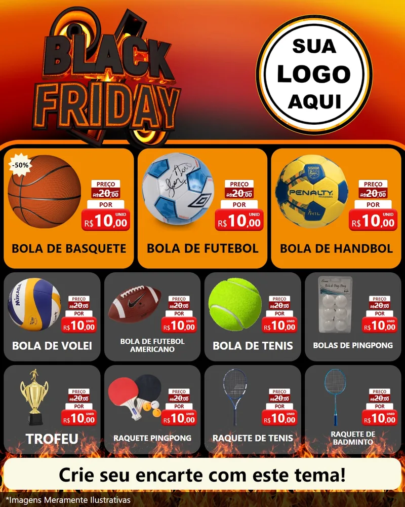 Modelo de Rede Social para Feed Instagram com o tema Black Friday para Artigos Esportivos