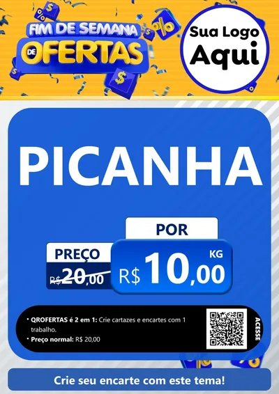 Modelo de Cartaz para Cartaz A4 Vertical com o tema Fim de Semana de Ofertas para Açougue