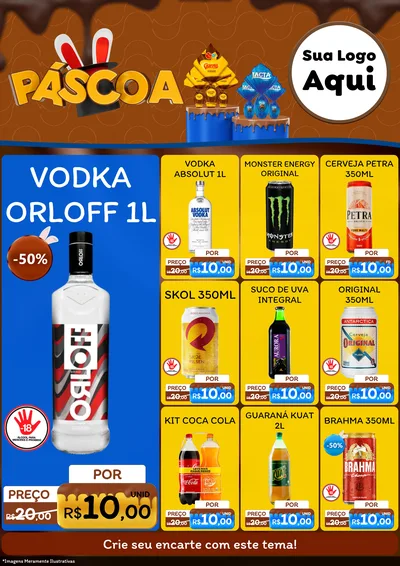 Modelo de Encarte para Encarte A4 Vertical com o tema Páscoa para Distribuidora de bebidas
