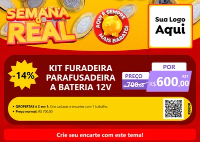 Modelo de Cartaz para Cartaz A4 Horizontal com o tema Semana do Real para Maquinas e Ferramentas
